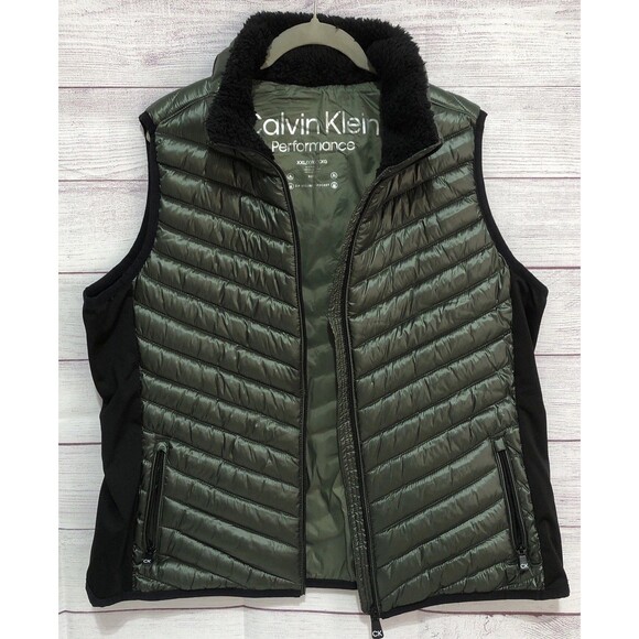 Calvin Klein Performance Womens Vest Quilted Stretch Zip Puffer Jacket 2XL Green - Picture 2 of 6